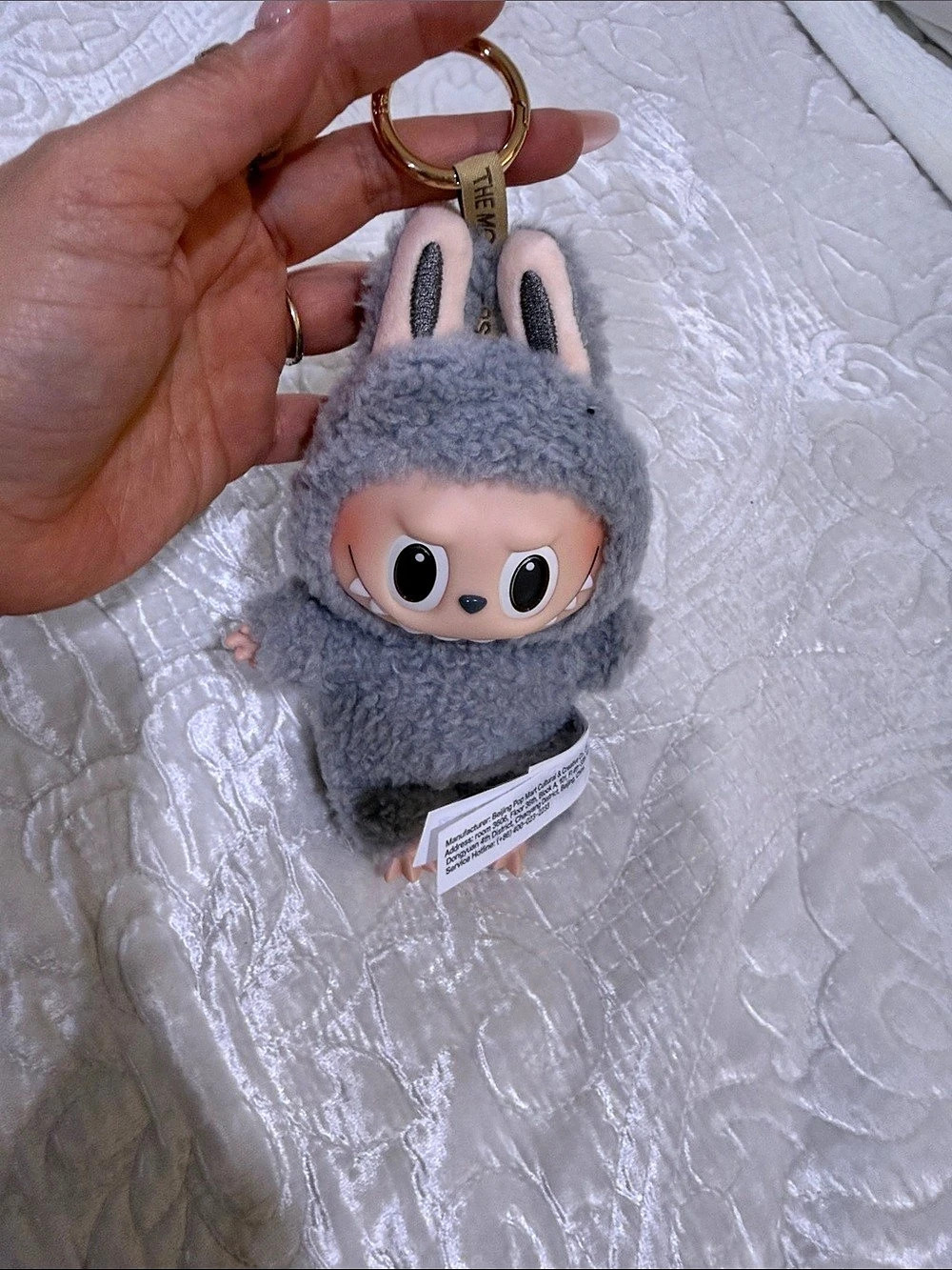 The MONOGRAM Shop Plush Keychain Gray & Pink